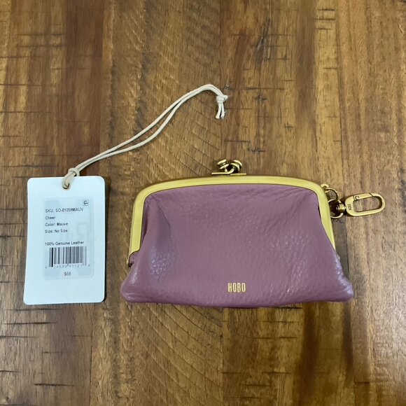🆕 HOBO Cheer Mauve Leather Framed Pouch - Picture 2 of 3
